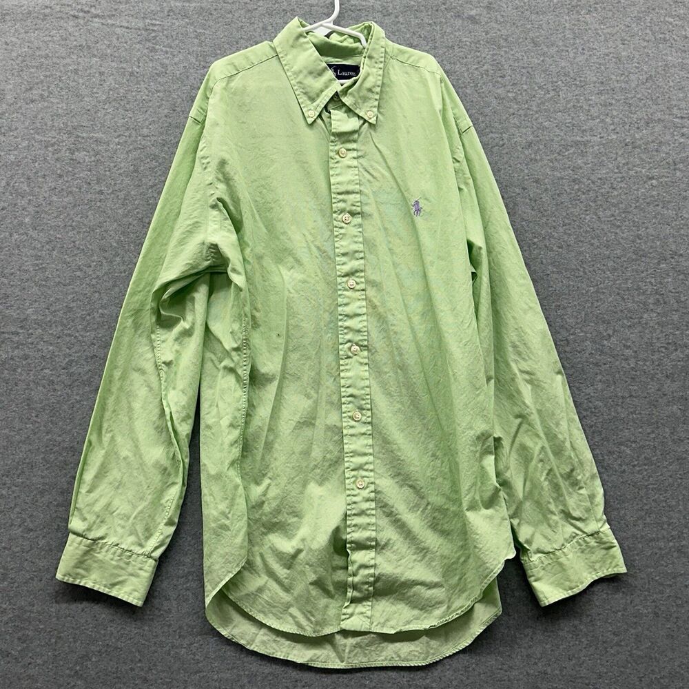 Polo Ralph Lauren Mens Oxford Classic Fit Lime Button Down Shirt Size 15 32/33